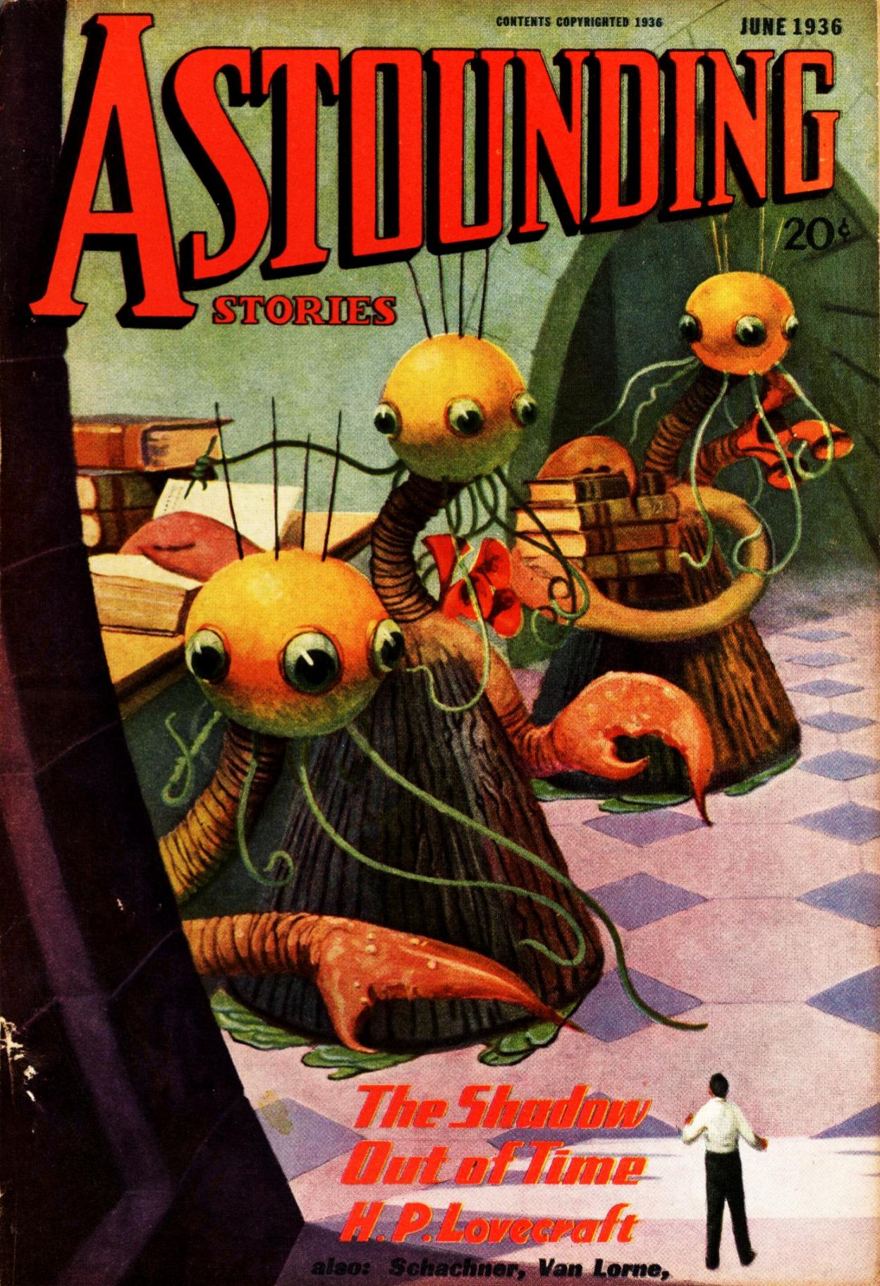 Vintage H.P. Lovecraft Sci fi comic Astounding Stories cover art, poster 13''x19" (235)
