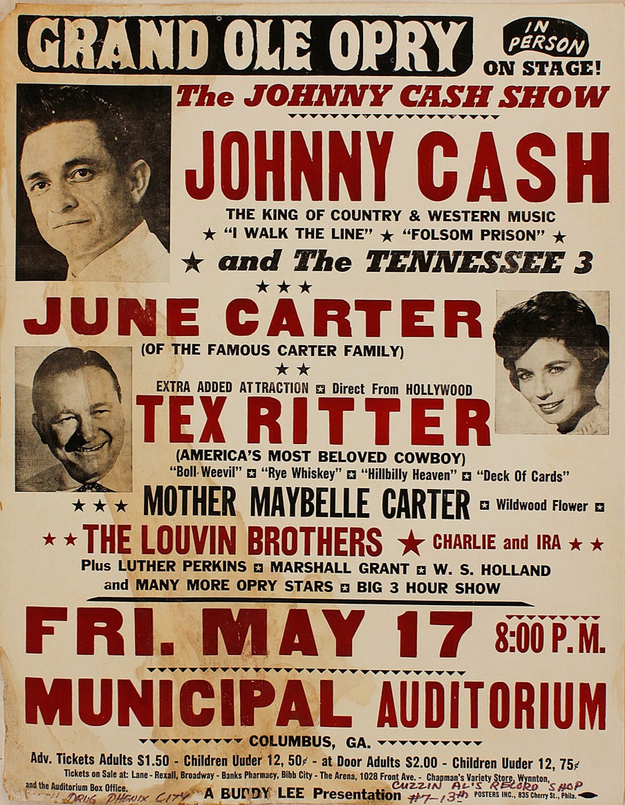 Johnny Cash , June Carter and Tex Ritter Live at the Grand ole Opry Concert poster reprint (5562)