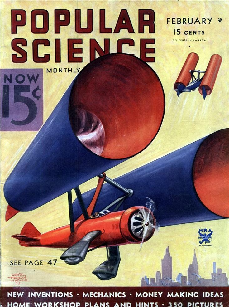Vintage Sci fi comic poster "Popular Science 1934" (228)