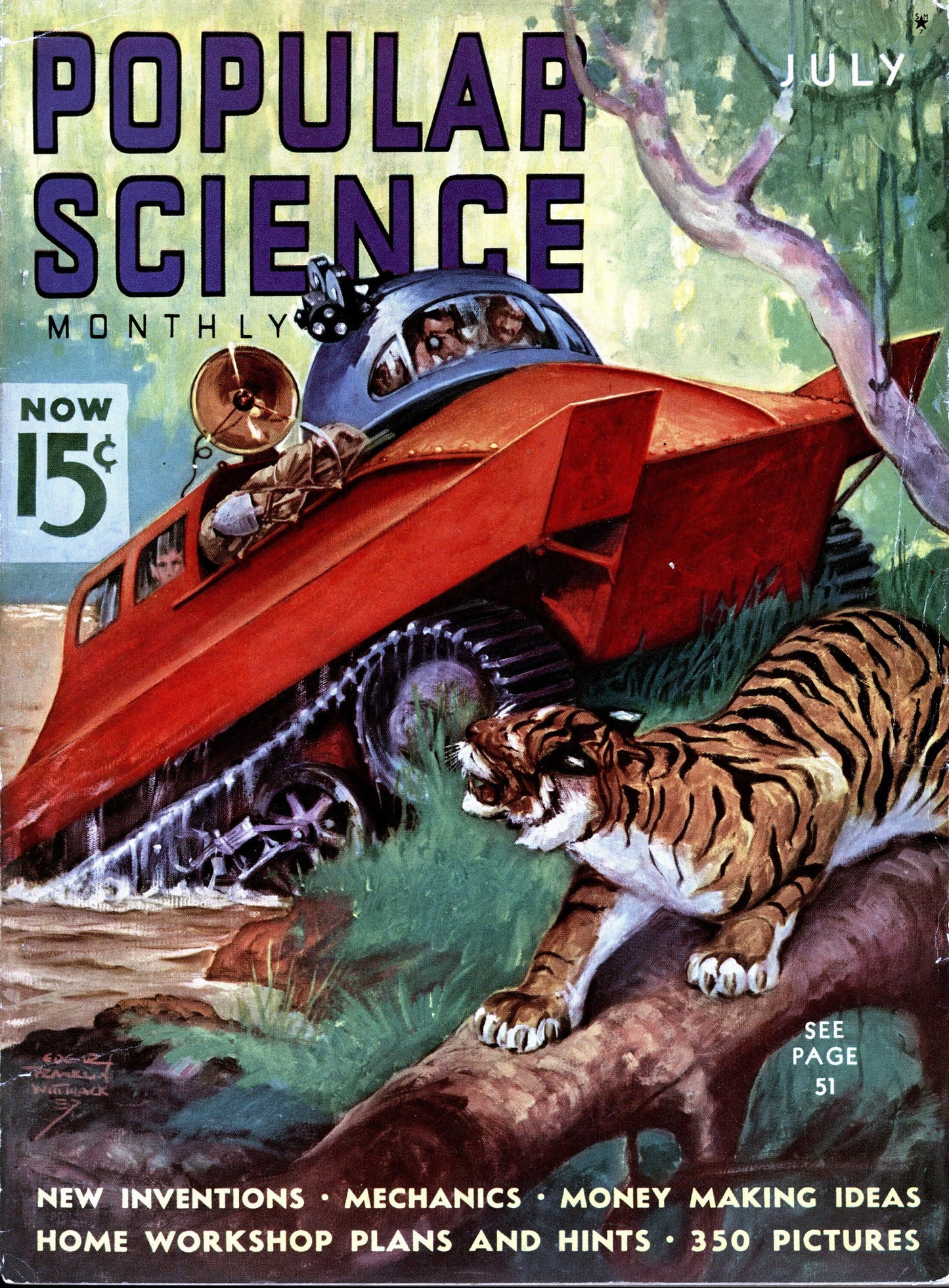 Vintage Sci fi comic poster "Popular Science 1937" (229)