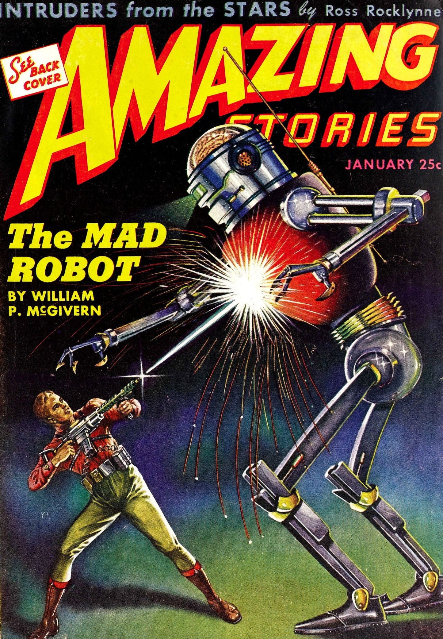 Vintage Sci fi comic poster " Amazing Stories 1944 " (142)