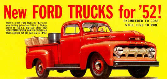 1952 Ford Pickup  Truck Vintage car poster  (527)