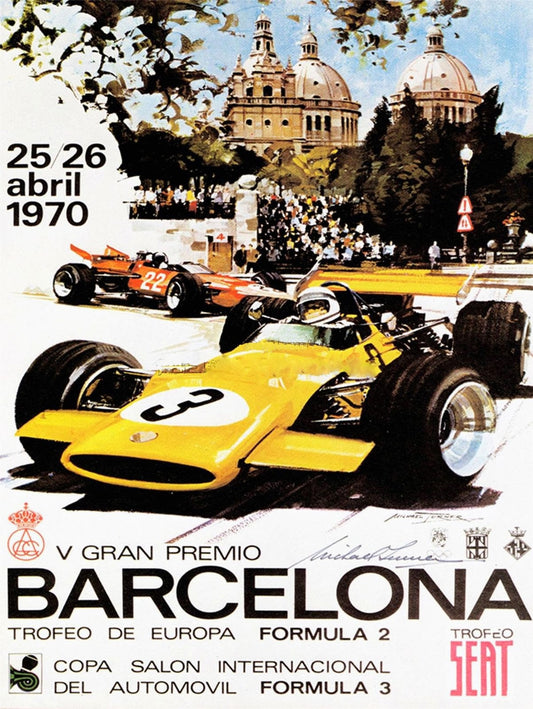 1970 Grand Prix of Barcelona   -Vintage car advertisement  poster  (541)