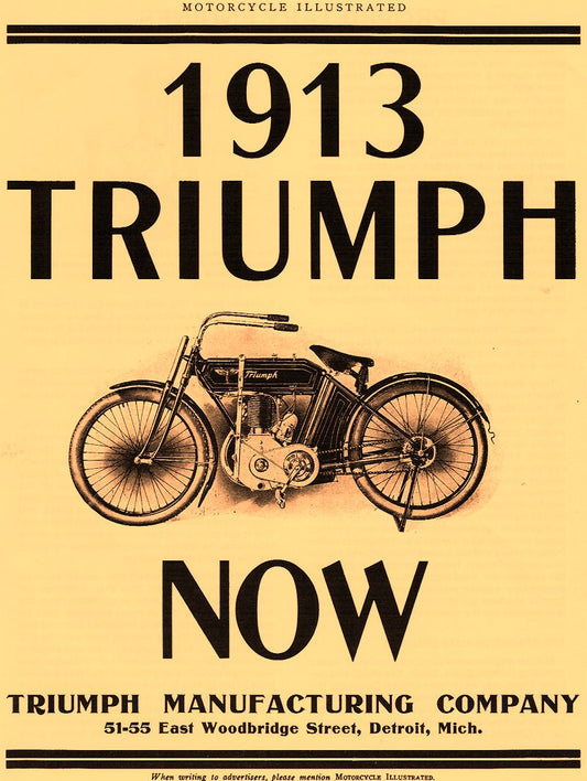 1913 TRIUMPH Motorcycle advertisement poster (2676)