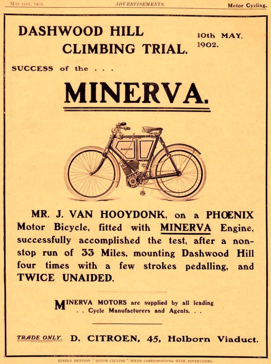 1902 Minerva  vintage motorcycle advertisement poster( re print)  (2661 )