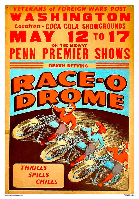 Vintage Motorcycle Daredevil Race o Drome  poster reprint (2601 )