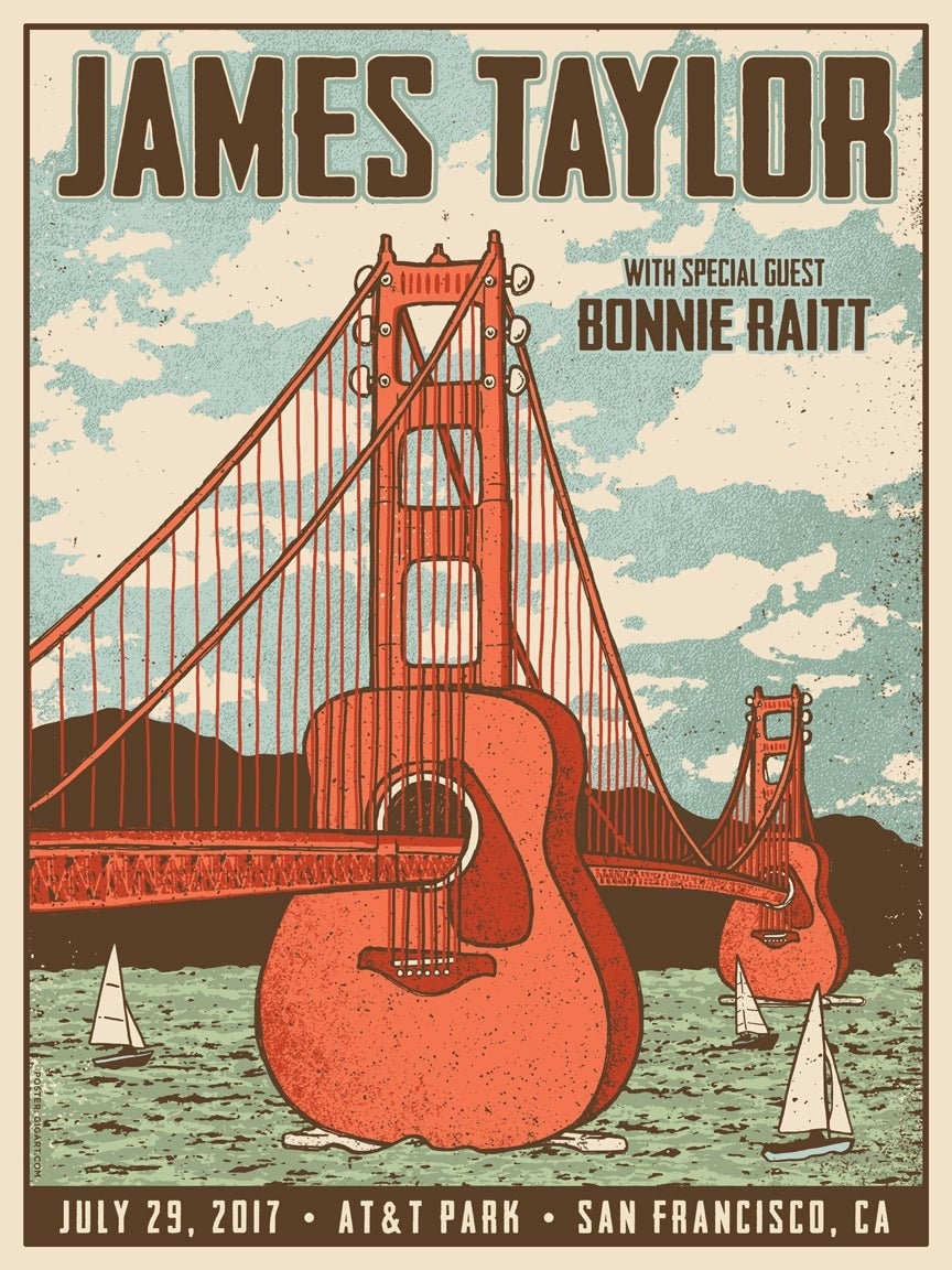 James Taylor with Bonnie Raitt Concert Poster Re print  (5538)
