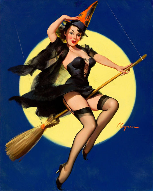 Vintage Halloween Witch Pin up Girl art (witch)   (2453)