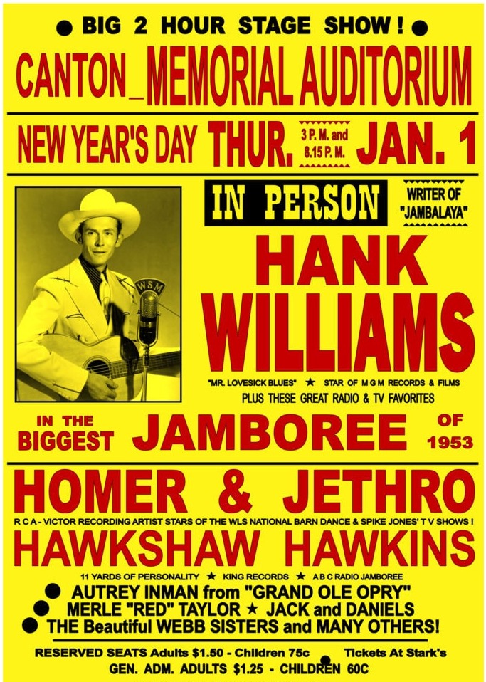 Hank Williams Sr Concert poster reprint (5565)